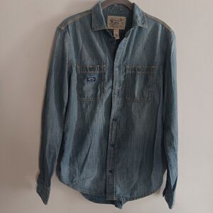 Diesel stitching light wash button down grunge street wear sz small